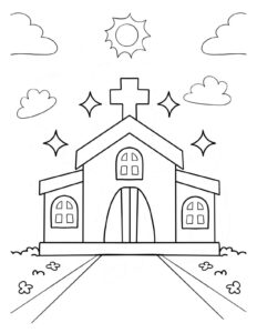 Desenho de Igreja Desenho Colorir Imprimir 011