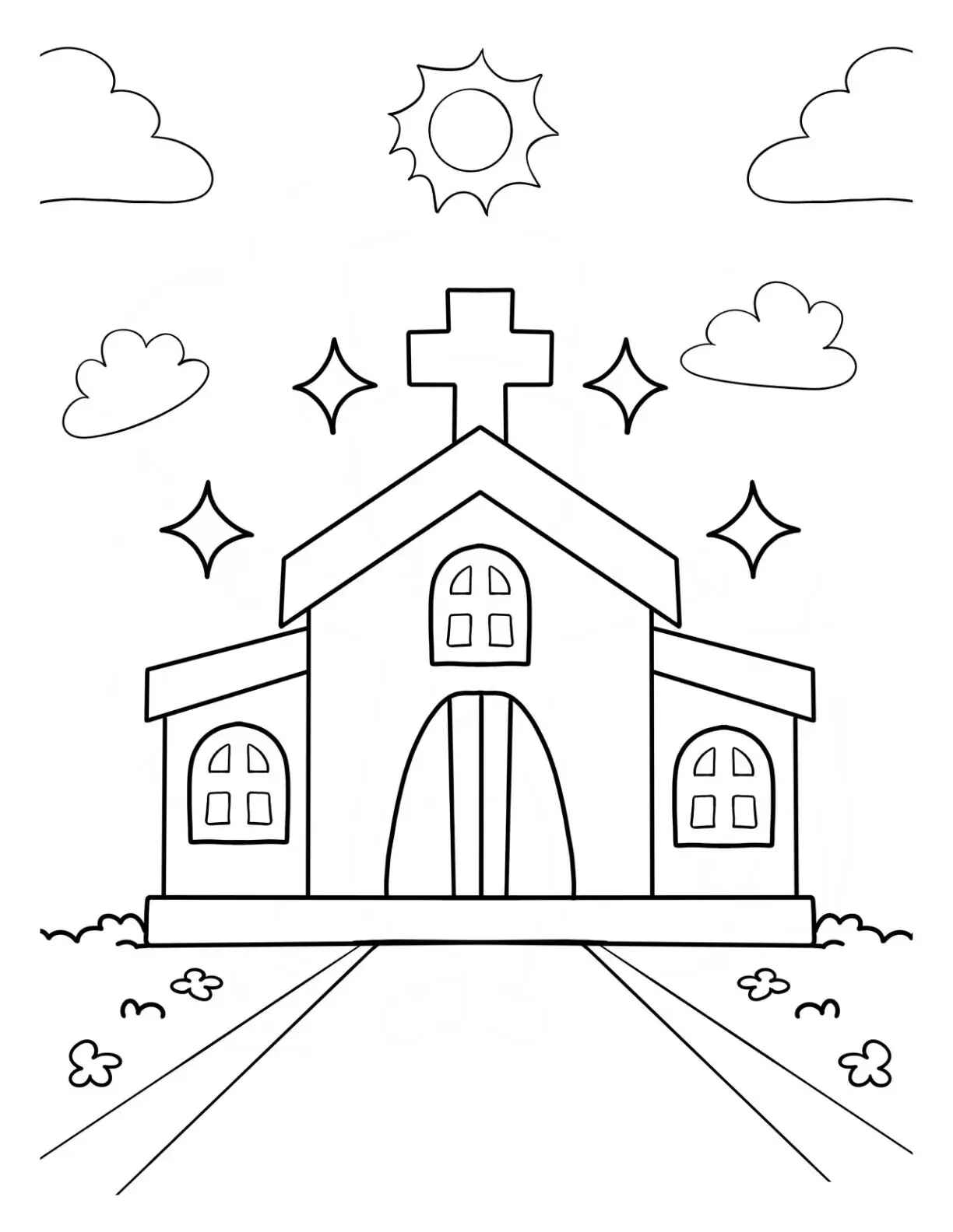 Desenho de Igreja Desenho Colorir Imprimir 011