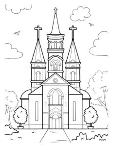 Desenho de Igreja Desenho Colorir Imprimir 013