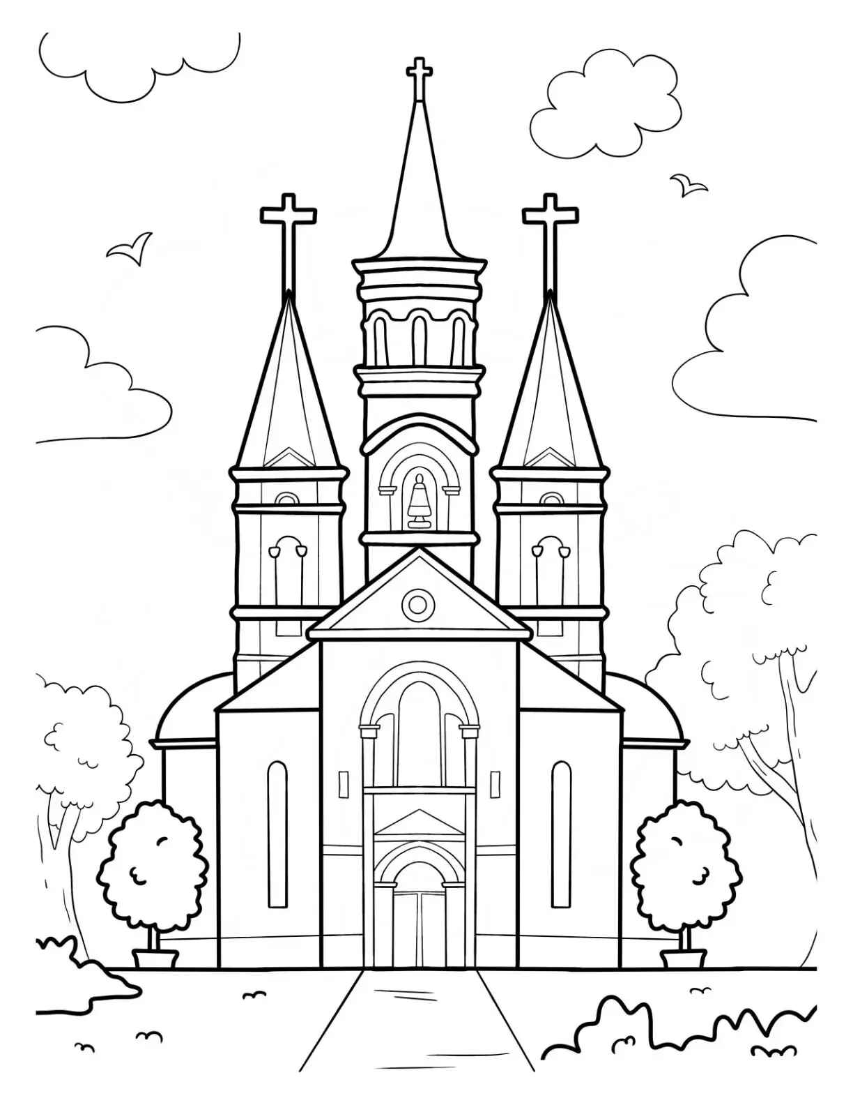 Desenho de Igreja Desenho Colorir Imprimir 013