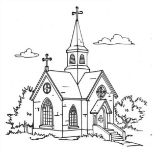 Desenho de Igreja Desenho Colorir Imprimir 014