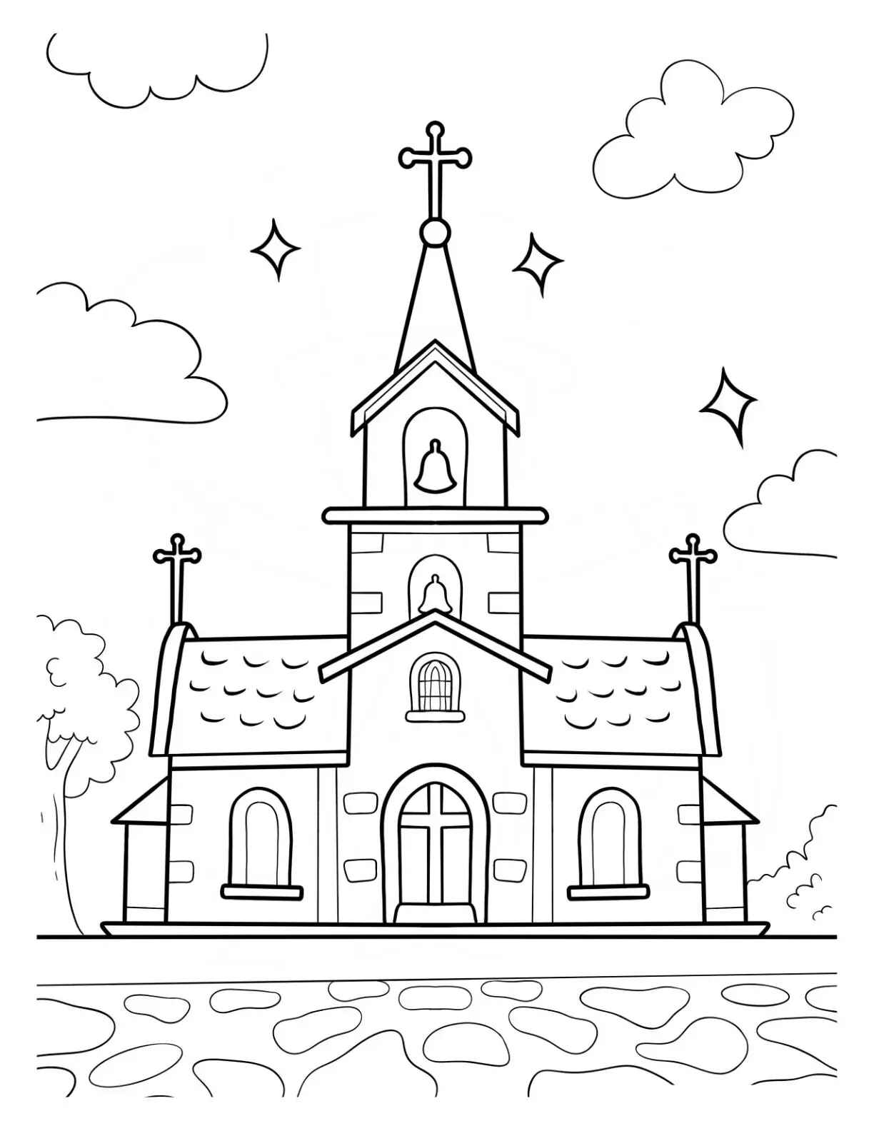 Desenho de Igreja Desenho Colorir Imprimir 015