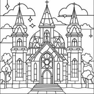Desenho de Igreja Desenho Colorir Imprimir 018