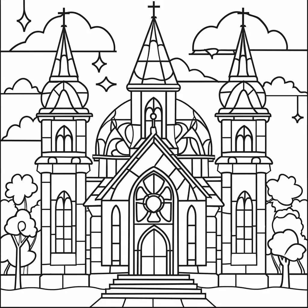 Desenho de Igreja Desenho Colorir Imprimir 018