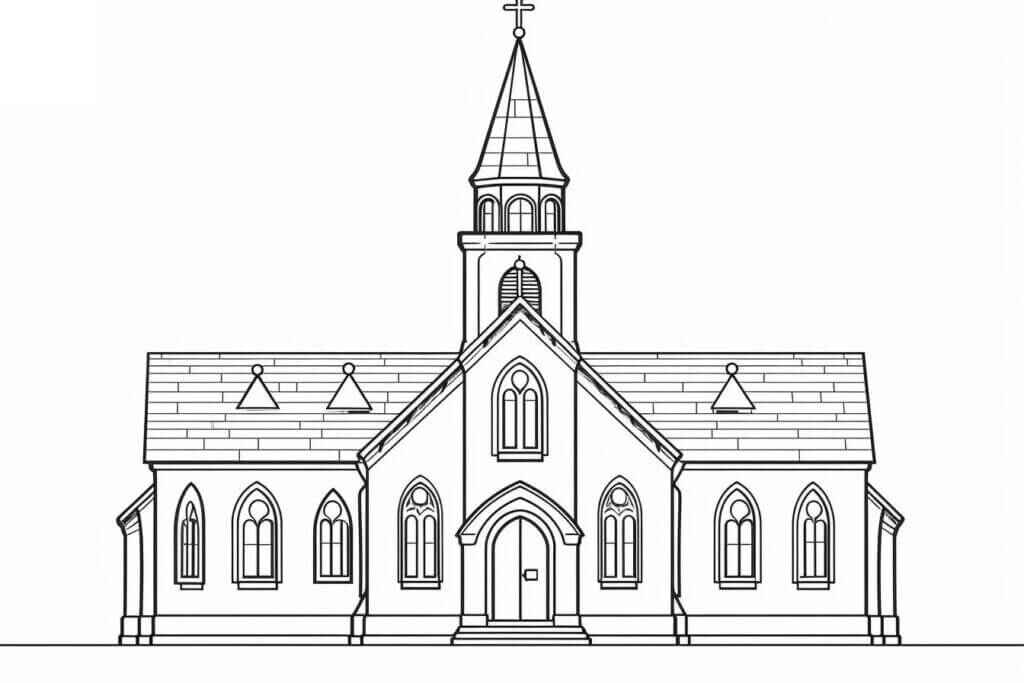Desenho de Igreja Desenho Colorir Imprimir 021