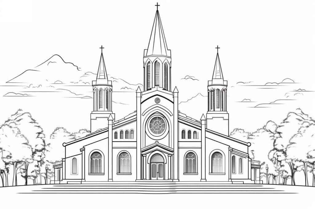 Desenho de Igreja Desenho Colorir Imprimir 037
