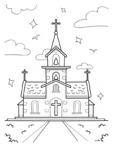 Desenho de Igreja Desenho Colorir Imprimir 048
