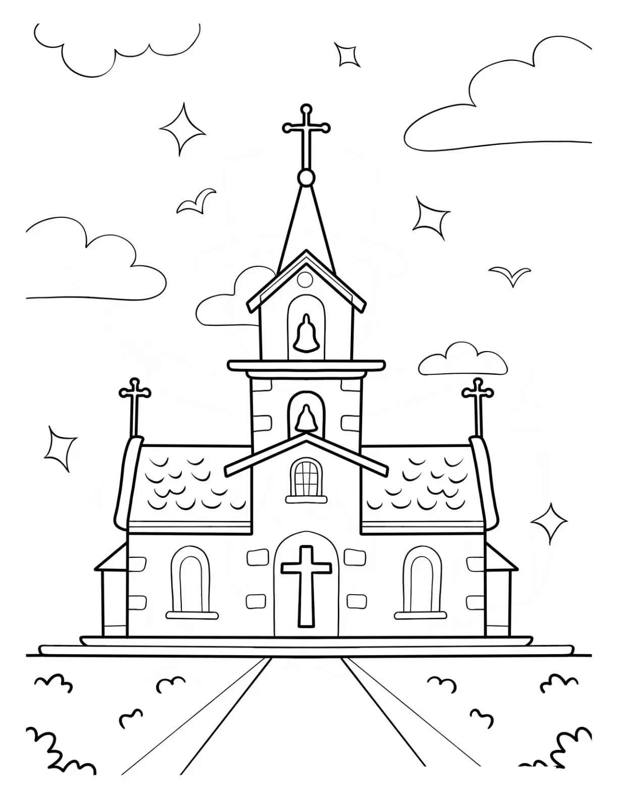 Desenho de Igreja Desenho Colorir Imprimir 048