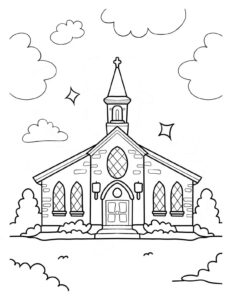 Desenho de Igreja Desenho Colorir Imprimir 052