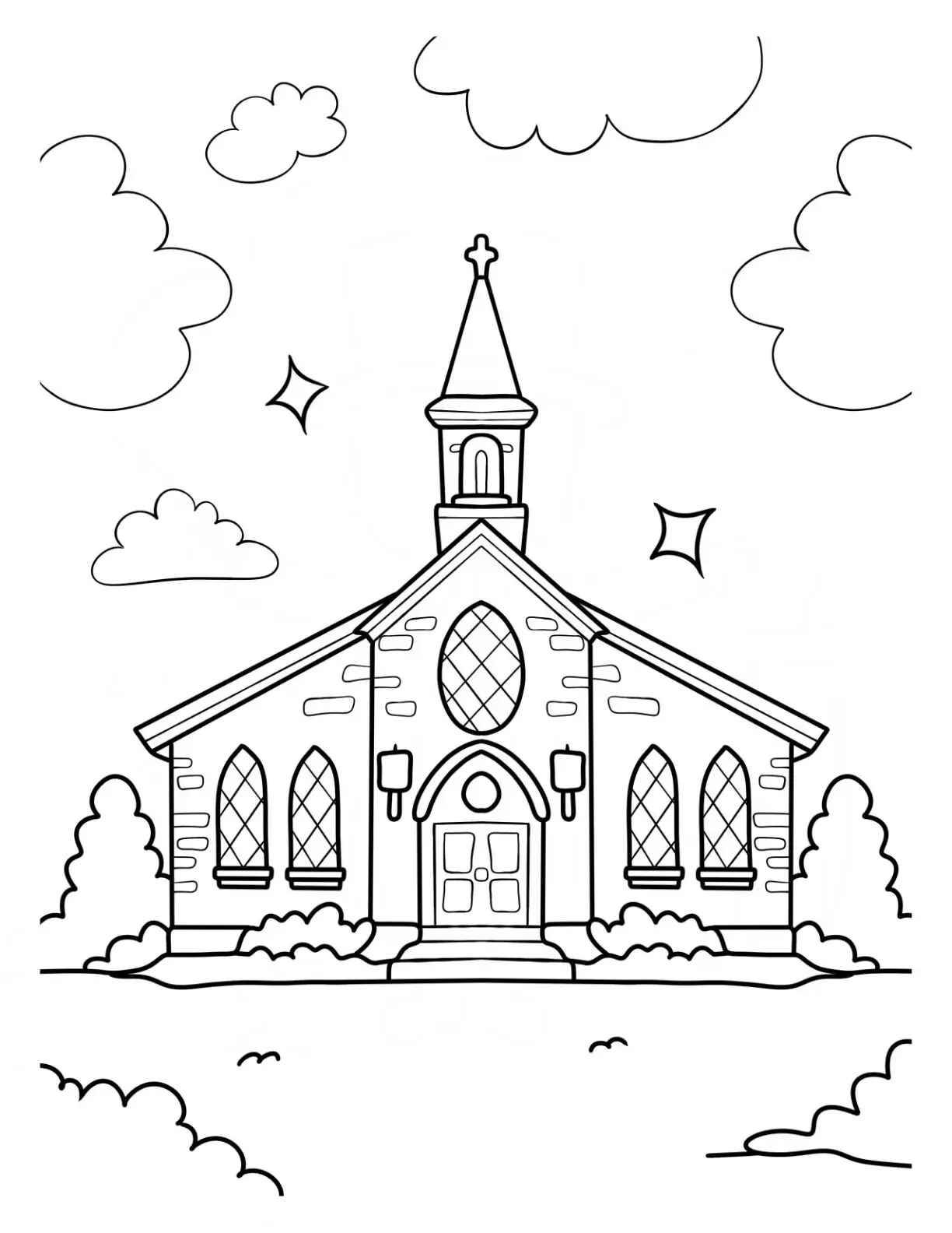 Desenho de Igreja Desenho Colorir Imprimir 052