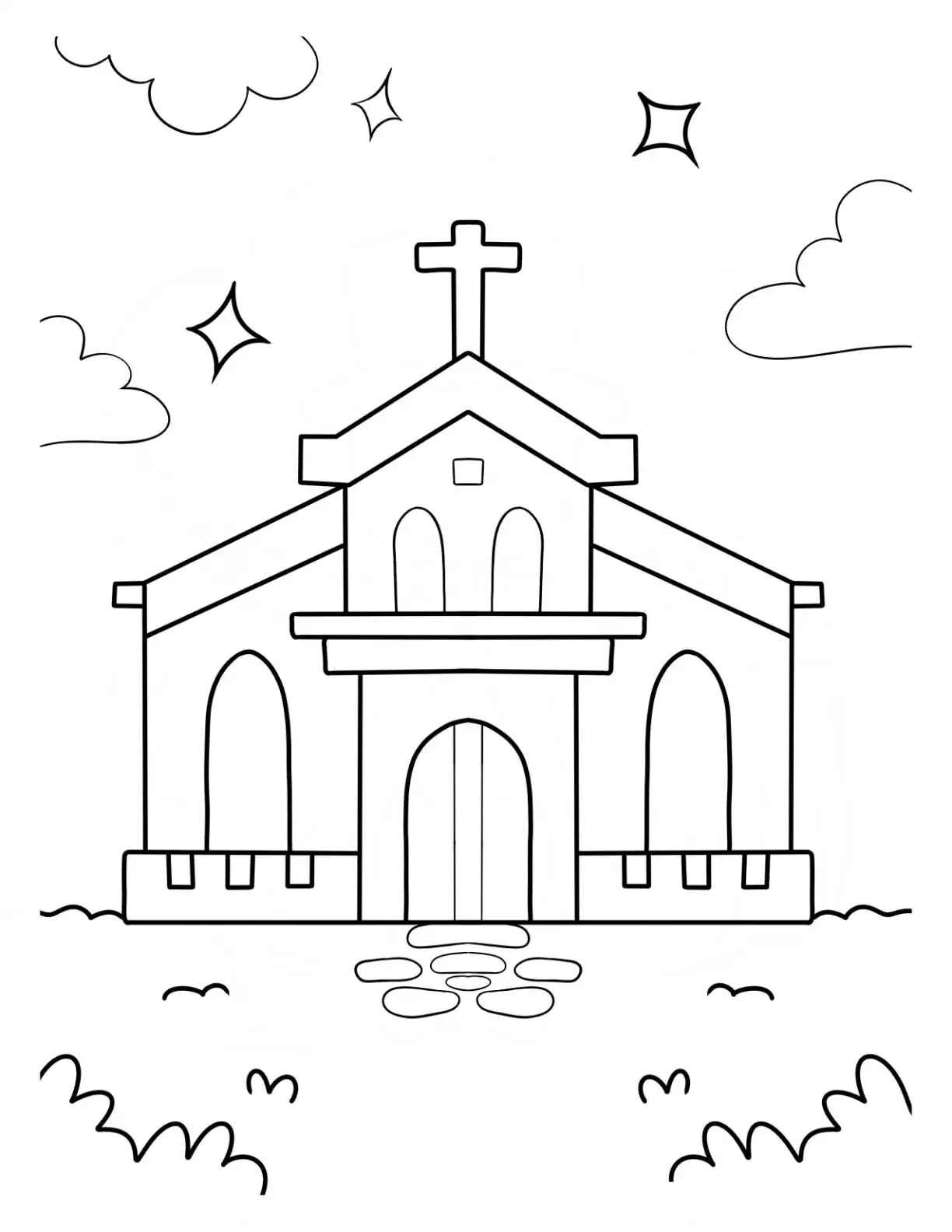 Desenho de Igreja Desenho Colorir Imprimir 054