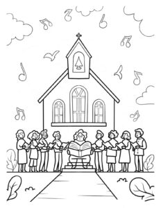 Desenho de Igreja Desenho Colorir Imprimir 055