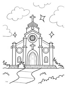 Desenho de Igreja Desenho Colorir Imprimir 056