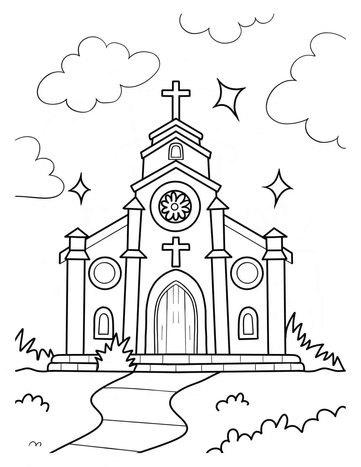 Desenho de Igreja Desenho Colorir Imprimir 056
