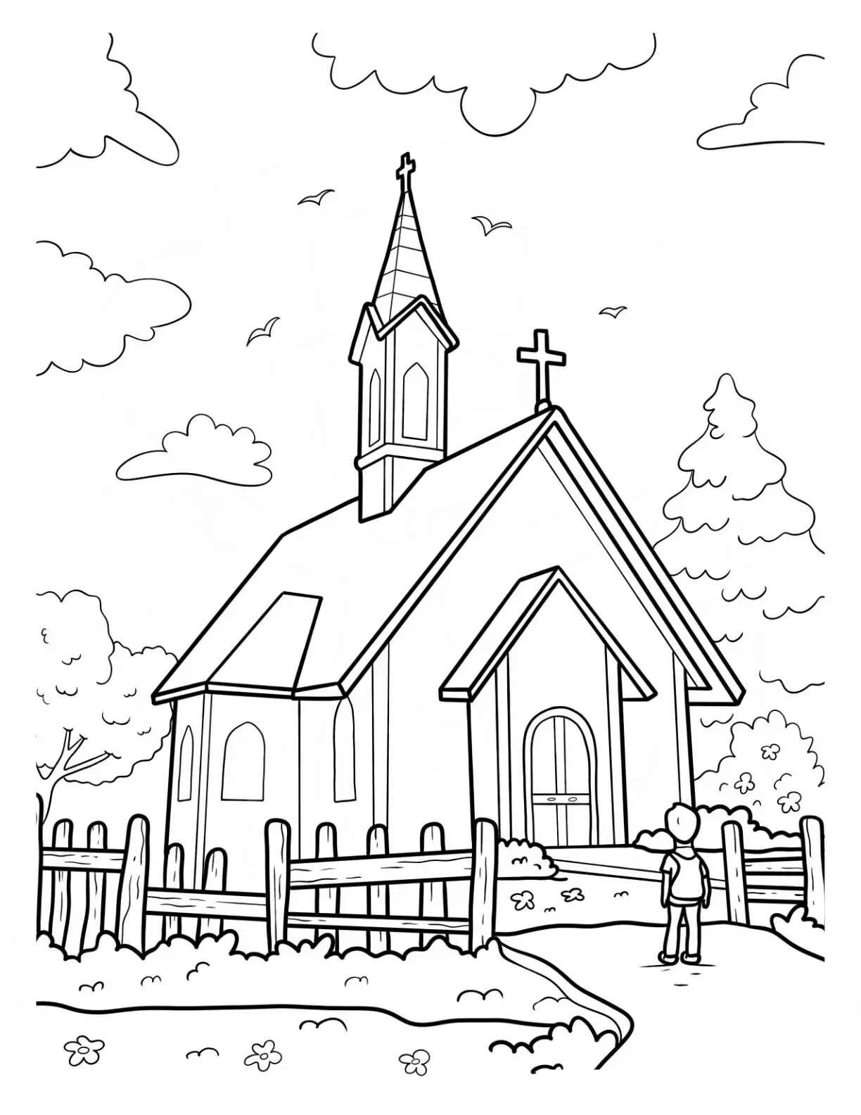 Desenho de Igreja Desenho Colorir Imprimir 057