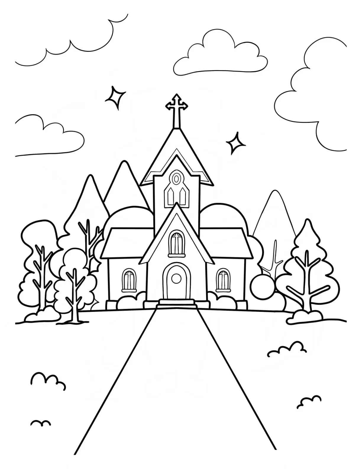 Desenho de Igreja Desenho Colorir Imprimir 060