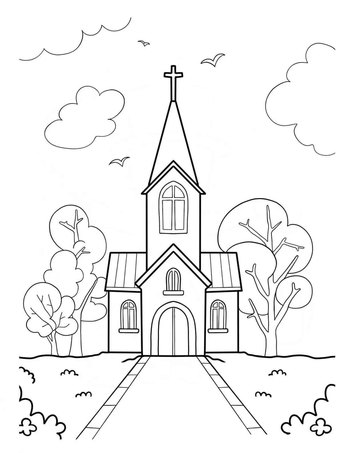 Desenho de Igreja Desenho Colorir Imprimir 061