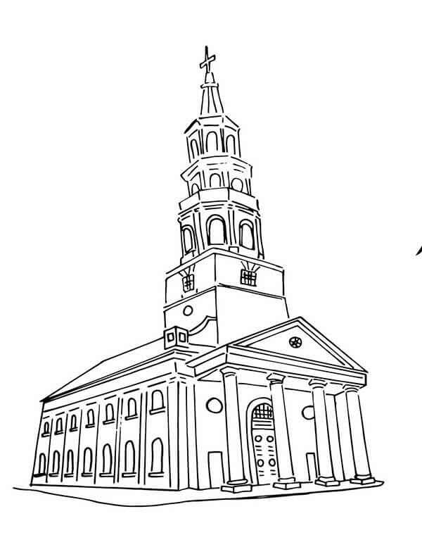 Desenho de Igreja Desenho Colorir Imprimir 066