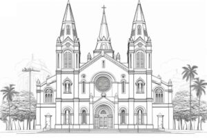 Desenho de Igreja Desenho Colorir Imprimir 075