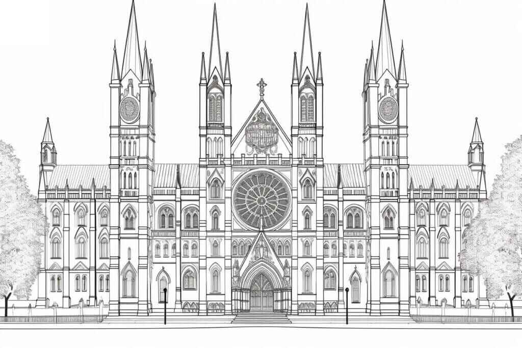 Desenho de Igreja Desenho Colorir Imprimir 078