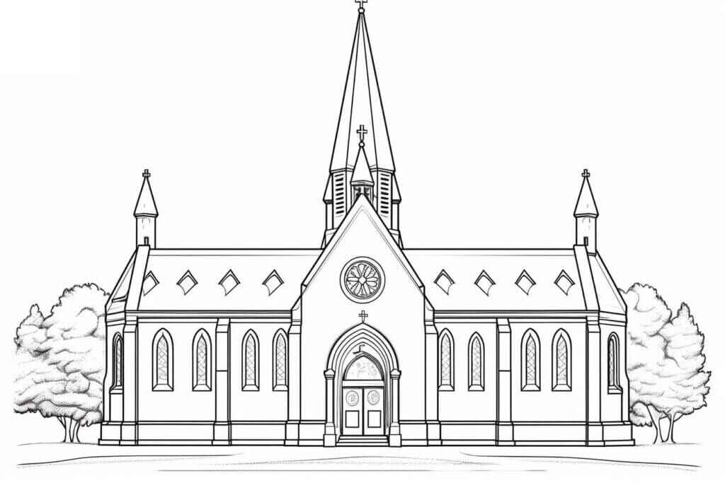 Desenho de Igreja Desenho Colorir Imprimir 082