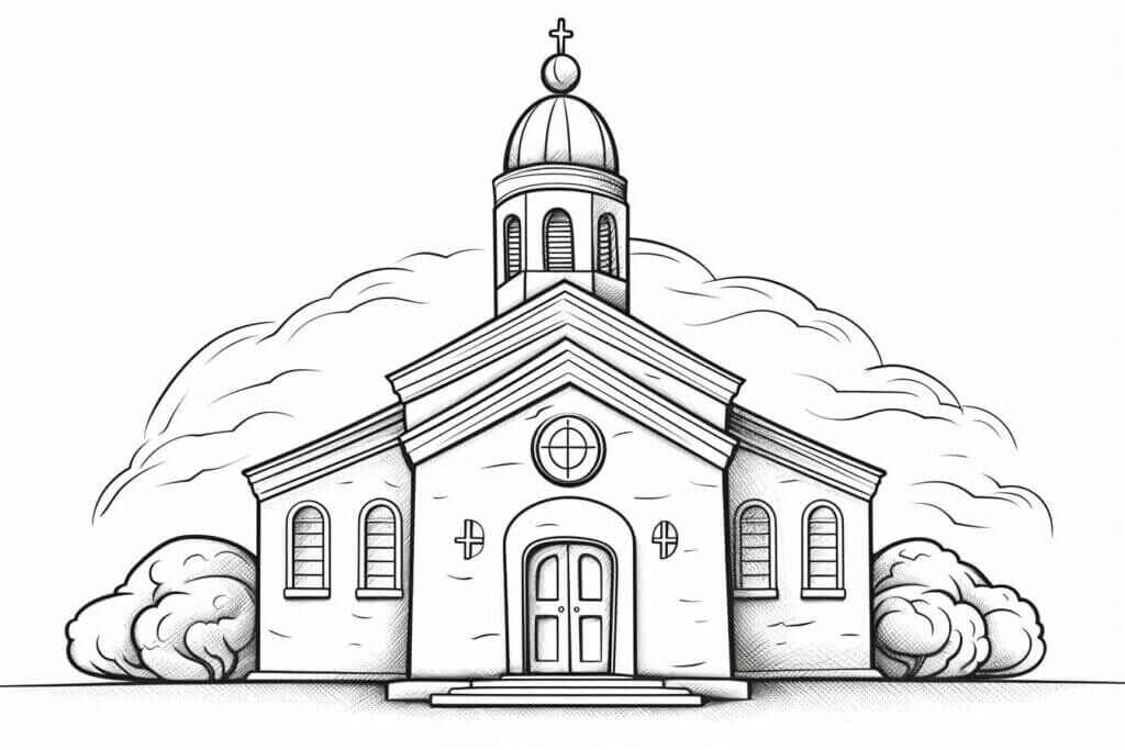 Desenho de Igreja Desenho Colorir Imprimir 086