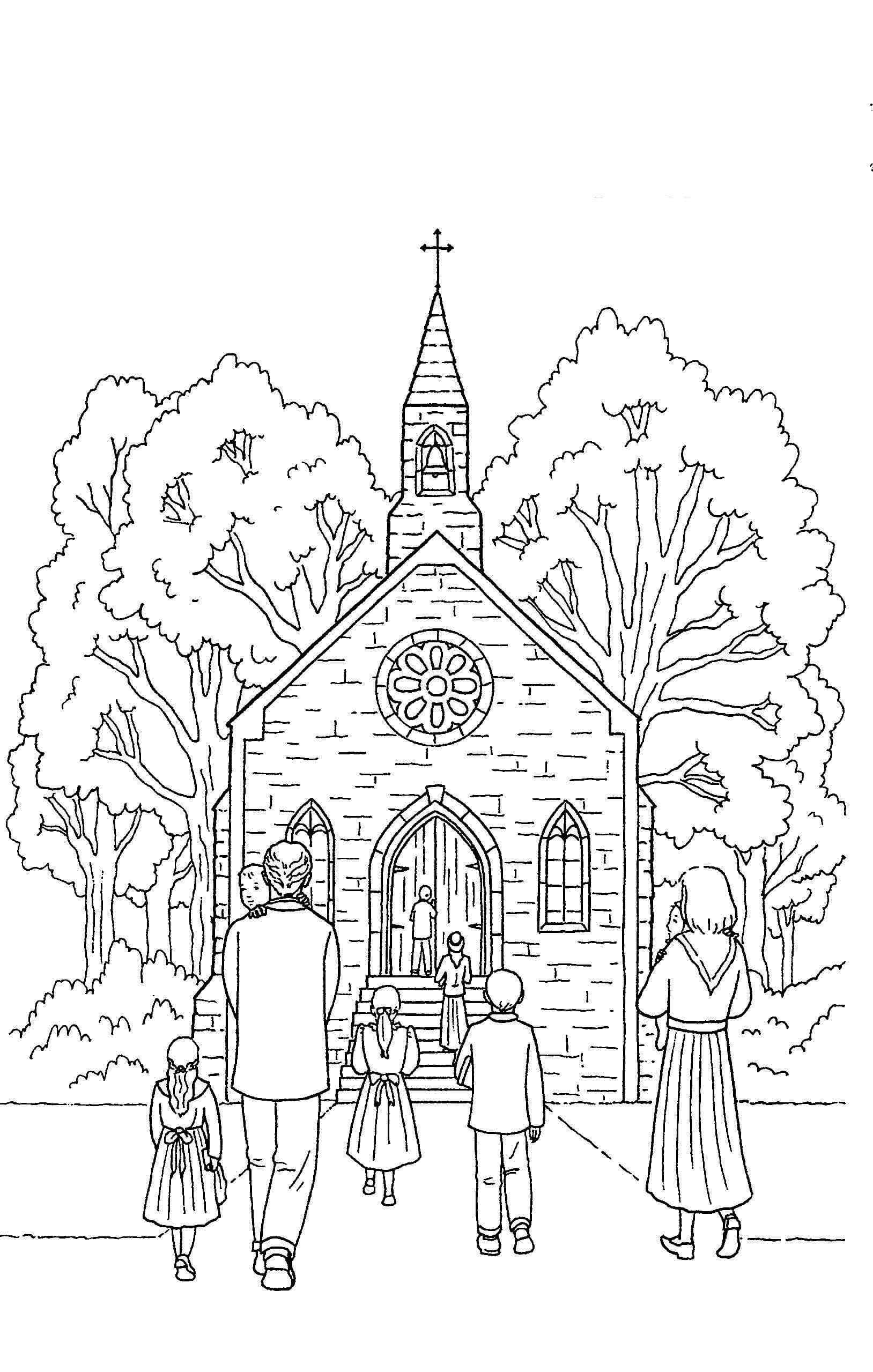 Desenho de Igreja Desenho Colorir Imprimir 087