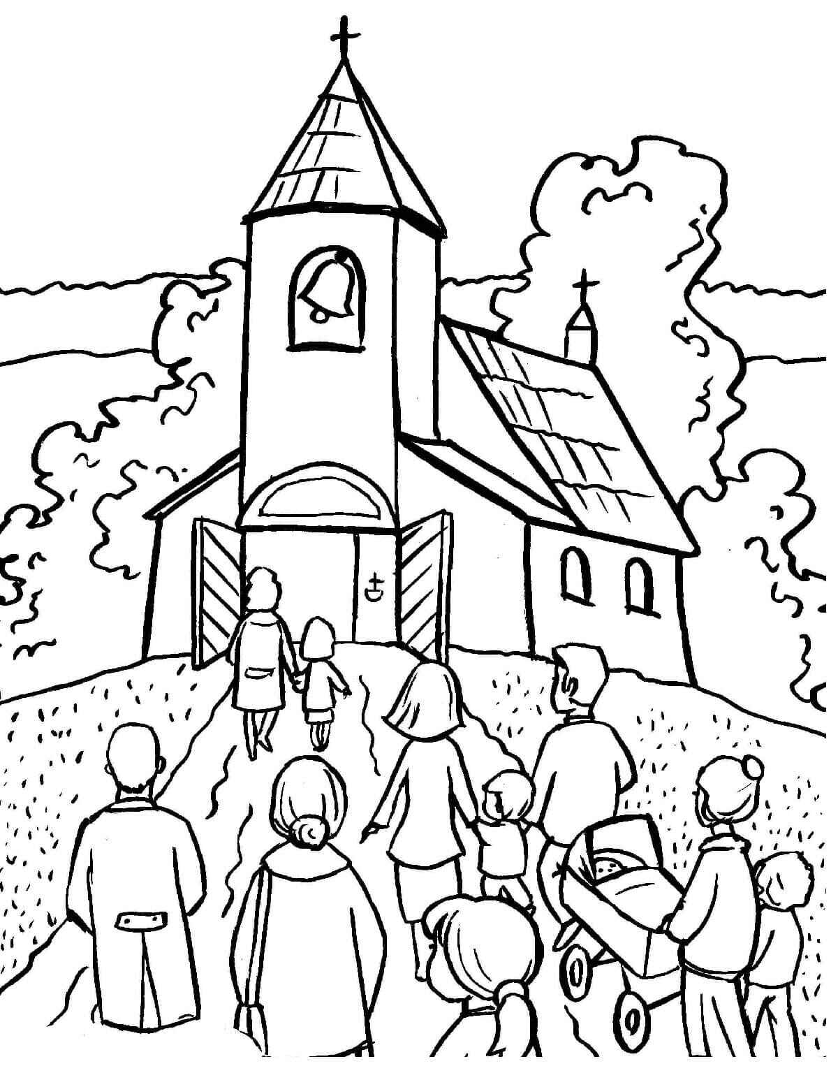 Desenho de Igreja Desenho Colorir Imprimir 088