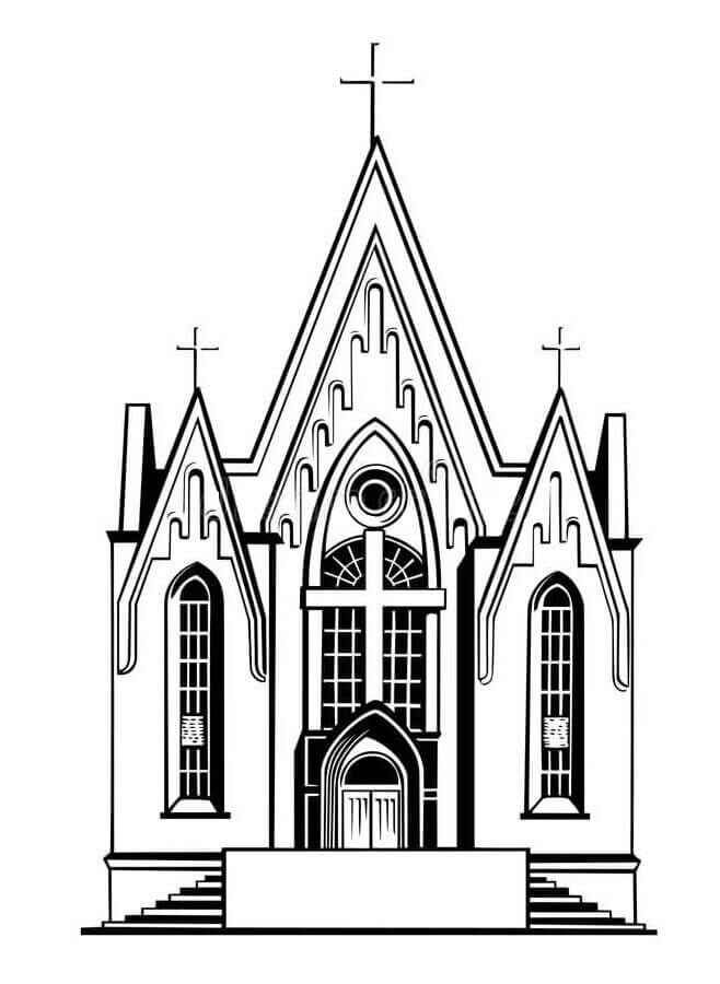 Desenho de Igreja Desenho Colorir Imprimir 091