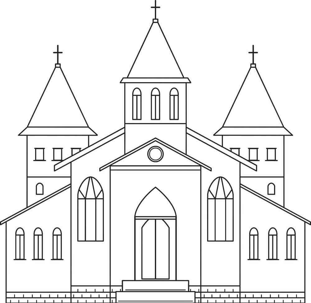Desenho de Igreja Desenho Colorir Imprimir 092