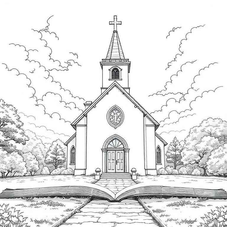 Desenho de Igrejas Desenho Colorir Imprimir 03
