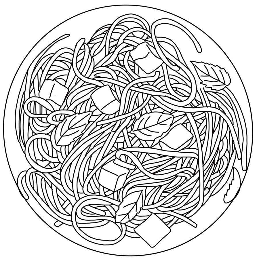 Desenho de Macarrao Desenho Colorir Imprimir 01