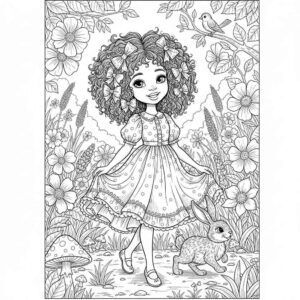 Desenho de Menina Bonita Do Laço De Fita Desenho Colorir Imprimir 04