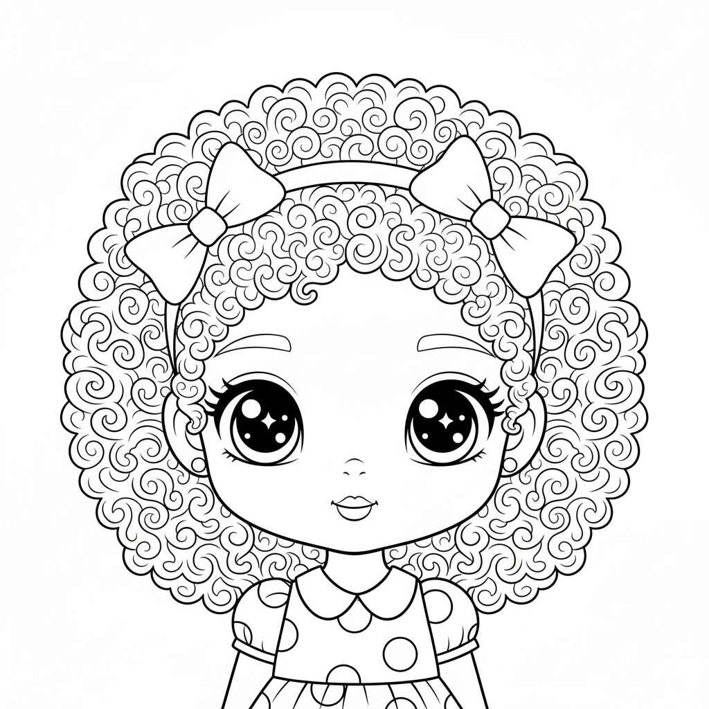 Desenho de Menina Bonita Do Laço De Fita Desenho Colorir Imprimir 05