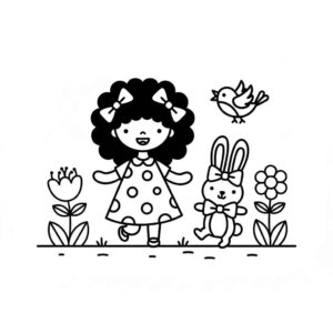 Desenho de Menina Bonita Do Laço De Fita Desenho Colorir Imprimir 09