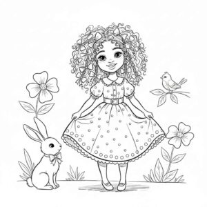 Desenho de Menina Bonita Do Laço De Fita Desenho Colorir Imprimir 11