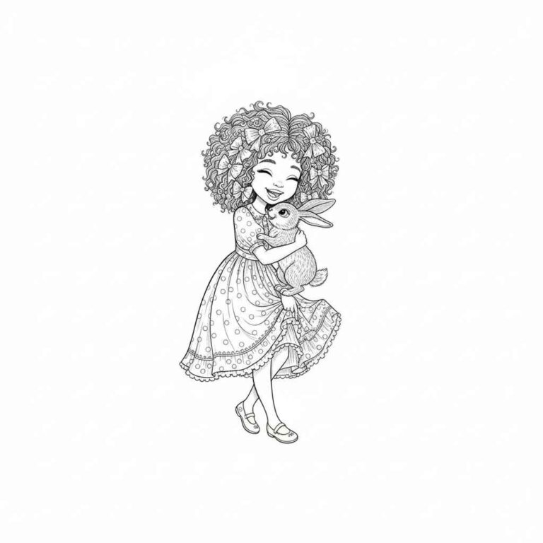 Desenhos da Menina Bonita do Laço de Fita para Imprimir e Colorir
