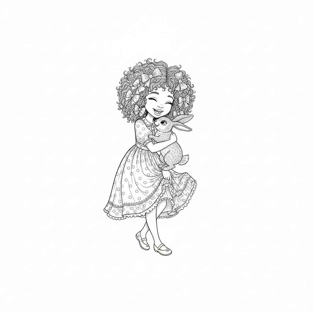 Desenho de Menina Bonita Do Laço De Fita Desenho Colorir Imprimir 12