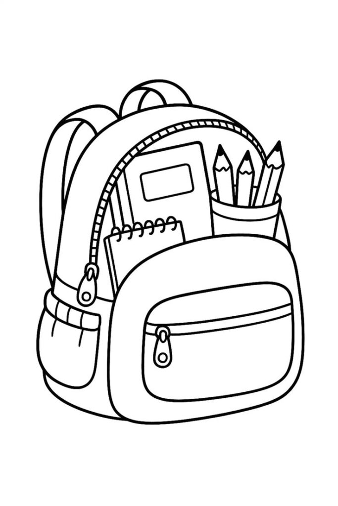 Desenhos de Mochila para Imprimir e Colorir