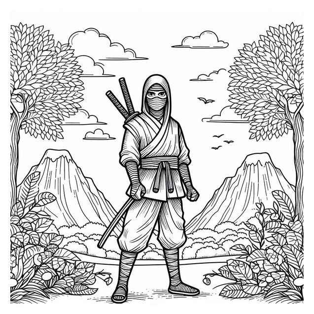 Desenho de Ninja Desenho Colorir Imprimir 11