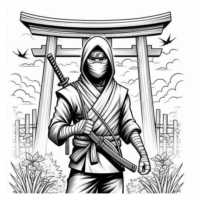 Desenho de Ninja Desenho Colorir Imprimir 18