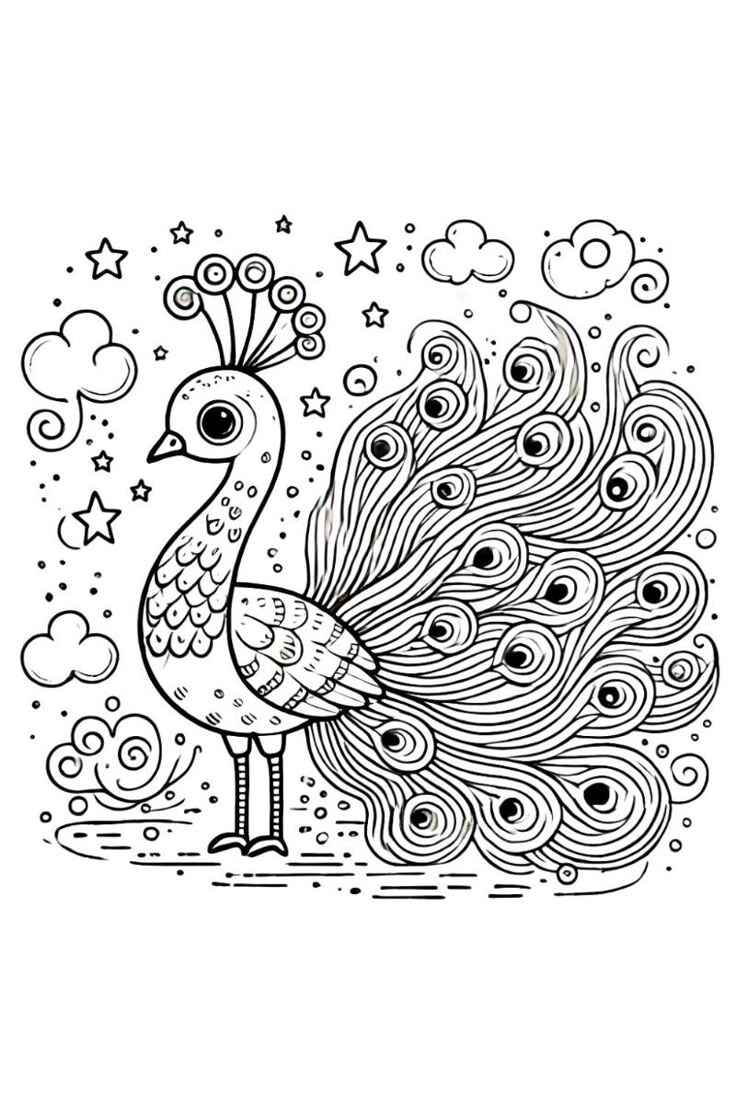 Desenho de Pavão Desenho Colorir Imprimir 01