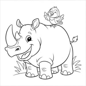 Desenho de Rinoceronte Desenho Colorir Imprimir 01