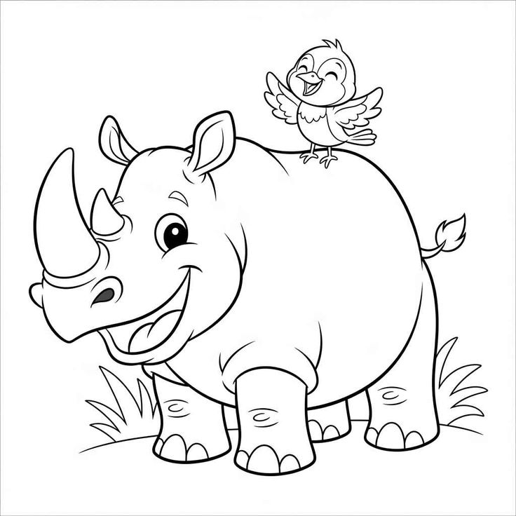 Desenho de Rinoceronte Desenho Colorir Imprimir 01