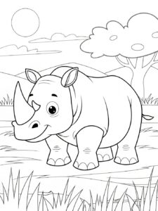 Desenho de Rinoceronte Desenho Colorir Imprimir 02