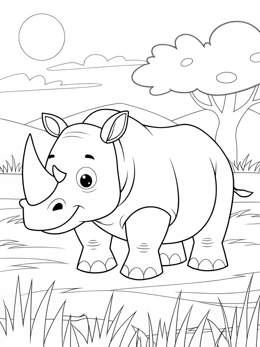 Desenho de Rinoceronte Desenho Colorir Imprimir 02