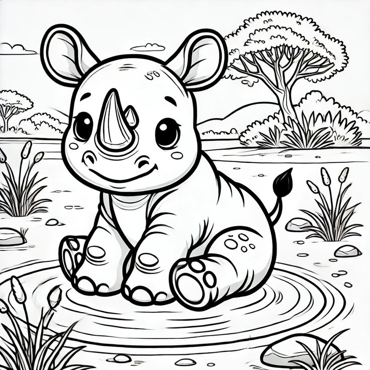 Desenho de Rinoceronte Desenho Colorir Imprimir 05