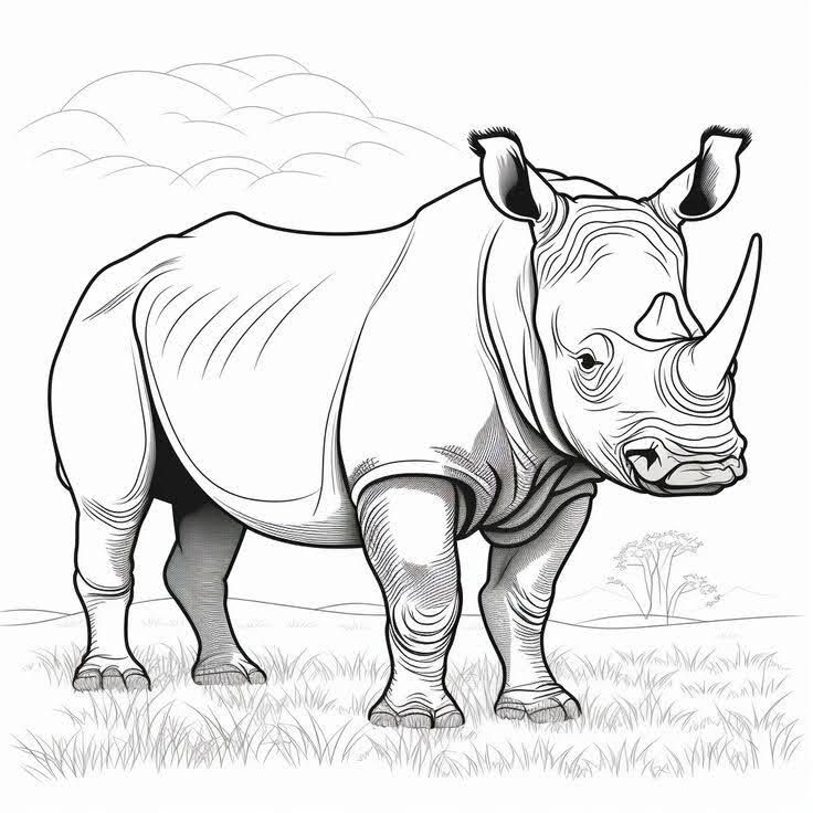 Desenho de Rinoceronte Desenho Colorir Imprimir 08