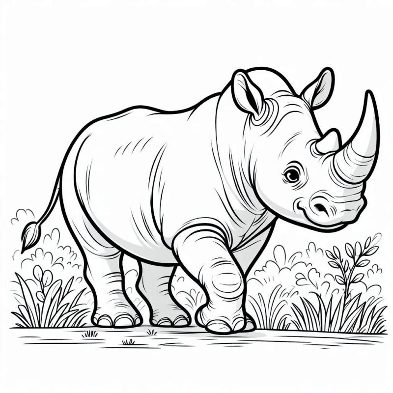 Desenho de Rinoceronte Desenho Colorir Imprimir 09