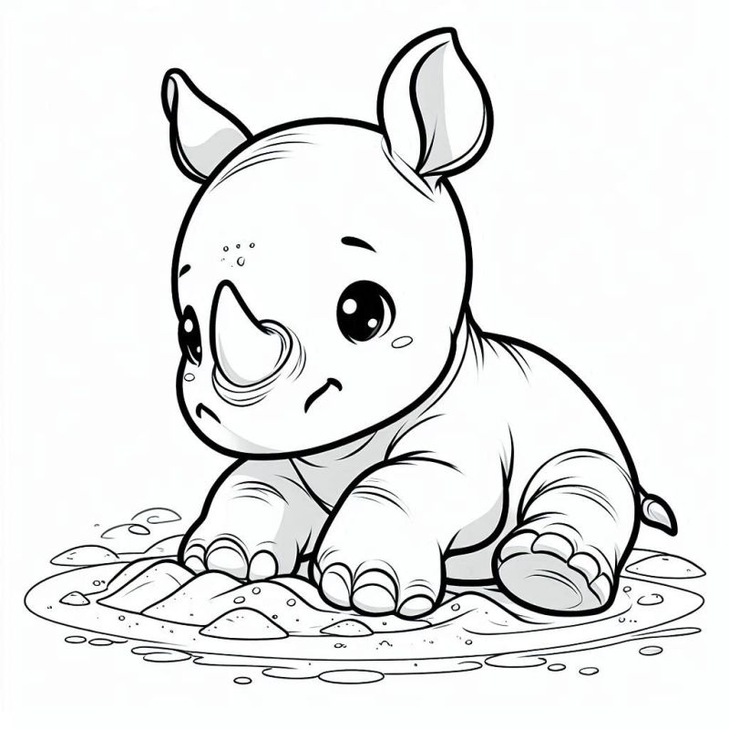 Desenho de Rinoceronte Desenho Colorir Imprimir 13